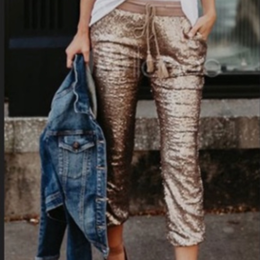 Evenuel_Black Sequin Joggers_Size M